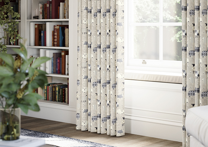 Baa Baa, Charcoal - Made to Measure Curtains - Image 5